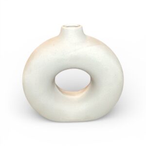 Vază Decorativă Ceramică Tip Inel 31 cm – Design Minimalist Modern, Alb