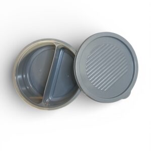 Recipient Depozitare Alimente Compartimentat cu Capac – 2 Compartimente, Plastic, Gri