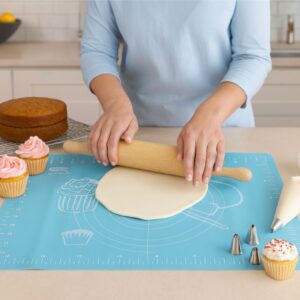 Covoraș din Silicon pentru Aluat cu Marcaje – 32×45 cm, Antiderapant, pentru Copt și Modelare
