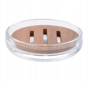 Suport Săpun din Sticlă și Lemn Acacia – Savonieră Elegantă pentru Baie, Design Modern