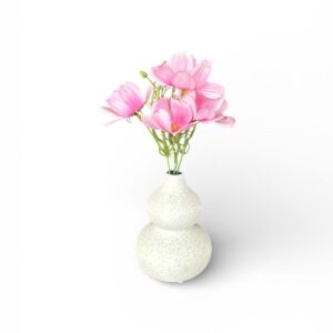 Aranjament Floral Artificial în Vazǎ Decorativă – Flori Roz, Design Elegant pentru Casă și Birou