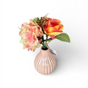 Aranjament Floral Artificial în Vazǎ Roz – Flori Decorative Multicolore, Design Elegant pentru Interior
