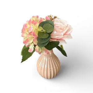 Aranjament Floral Artificial în Vazǎ Roz – Flori Pastel Elegante, Design Romantic pentru Decor Interior