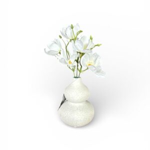 Aranjament Floral Artificial în Vazǎ Albă – Flori Decorative Albe, Design Modern Minimalist