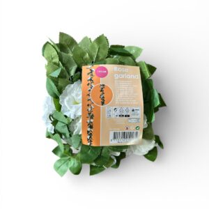 Ghirlandă Artificială cu Trandafiri Albi – 195 cm, Decor Elegant, Nuntă, Evenimente