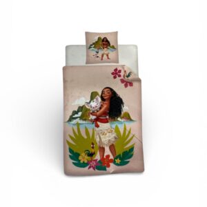 Set Lenjerie Pat Disney Vaiana (Moana) – Husă Pilotă 140x200 cm + Față Pernă 60x70 cm, 100% Bumbac