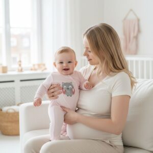 Salopetă Bebeluși Roz din Bumbac, 6 Luni – Body Întreg cu Mânecă Lungă, Confortabil pentru Somn și Zi