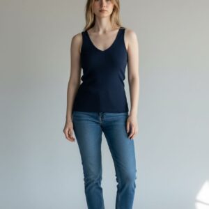 Maiou Damă Basic – Bretele Late, Bleumarin, Mărime M