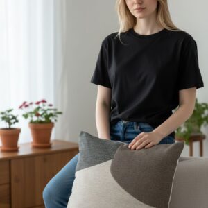 Față de Pernă Decorativă 45x45 cm – Gri, Model Texturat, Poliester