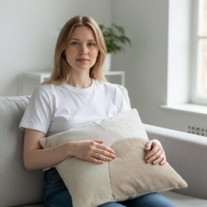 Husă Pernă Decorativă Cushio Cover 45x45 cm – Model Bej & Crem, Poliester, Design Elegant