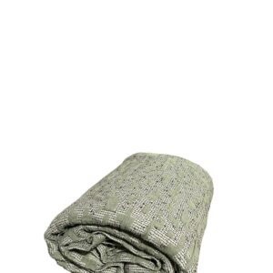 Cuvertură Bumbac 100% Verde Olive, Pătură Decorativă Texturată, Made in Portugal