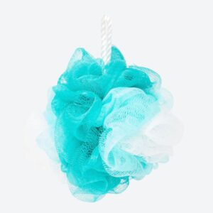 Burete de Baie Tip Plasă Turcoaz – Puf Exfoliant pentru Duș, Cu Șnur