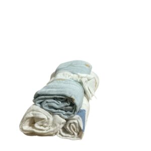 Set 3 Scutece Muselină Bumbac 60x60 cm pentru Bebeluși – Pânză Hidrofilă Moale, Model Animale Alb-Albastru