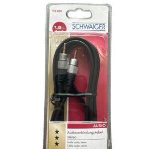 Cablu Audio Jack 3.5 mm Schwaiger TFS5150 – 1.5m, Stereo, Conectori Metalici, Tată-Tată