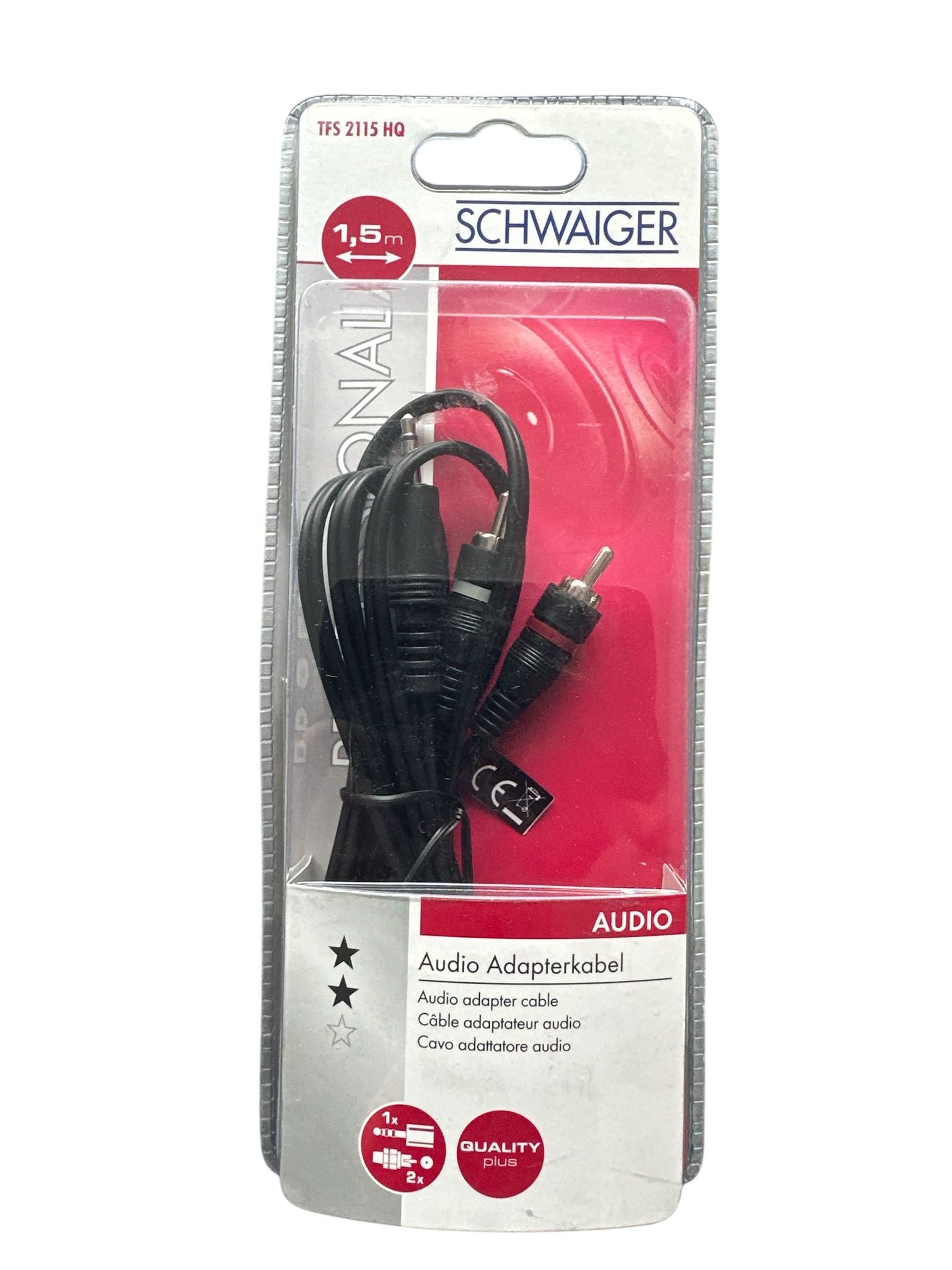 Cablu Adaptor Audio Jack 3.5 mm la 2x RCA Schwaiger TFS2115HQ – 1.5m, Stereo