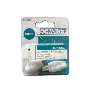 Set Conector Antenă TV IEC Schwaiger KST1121 – Mufă Tată + Mamă, Montaj Cablu Coaxial