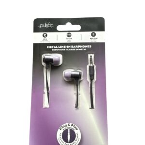 Căști In-Ear cu Fir Pulsar Metal Line – Jack 3.5 mm, Microfon Integrat, Control Volum, Cablu 1.2 m, Negre