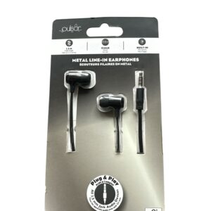 Căști In-Ear cu Fir Pulsar Metal Line – Jack 3.5 mm, Microfon Integrat, Control Volum, Cablu 1.2 m, Negre