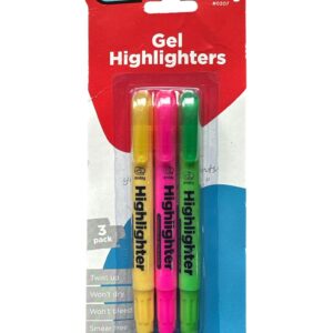 Set 3 Markere Evidențiatoare Gel enday – Culori Neon, Twist, Fără Uscare, Fără Pete