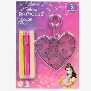 Set Creativ Breloc Disney Princess de Colorat – Cu 3 Markere, Model Inimă, Pentru Copii 3+