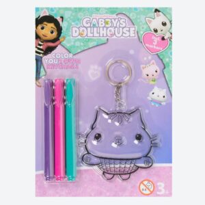 Set Creativ Breloc Gabby's Dollhouse de Colorat – Cu 3 Markere, Model Pisică, Pentru Copii 3+
