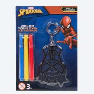 Set Creativ Breloc Spider-Man de Colorat – Cu 3 Markere, Model Costum, Pentru Copii 3+