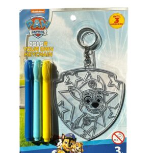 Set Creativ Breloc Paw Patrol de Colorat – Cu 3 Markere, Model Scut cu Personaj, Pentru Copii 3+