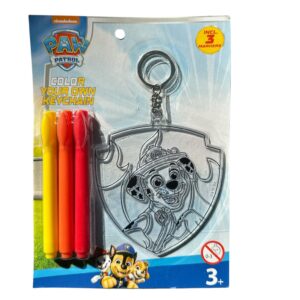 Set Creativ Breloc Paw Patrol de Colorat – Cu 3 Markere, Model Scut Marshall, Pentru Copii 3+