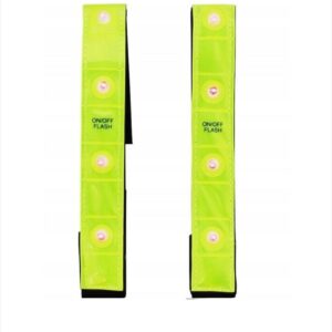 Set 2 Benzi Reflectorizante cu LED Physible – Reglabile, Lumină Continuă sau Intermitentă, Pentru Alergare, Ciclism și Siguranță Nocturn