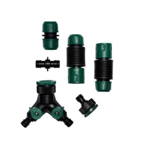 Set Accesorii pentru Furtun Gardenline – 6 Piese, Distribuitor cu 2 Căi, Conectori Rapizi 1/2", Sistem Irigare Grădină