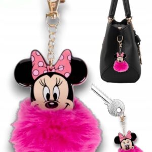 Breloc Plus Minnie Mouse – Cu Pompon Pufos Roz, Accesoriu Chei Copii, Disney