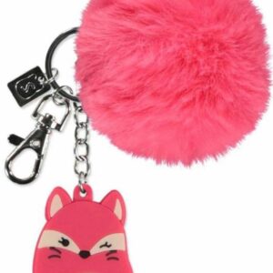Breloc Pufos pentru Chei sau Geantă – Vulpiță Roz, Pompon Moale, Accesoriu Decorativ