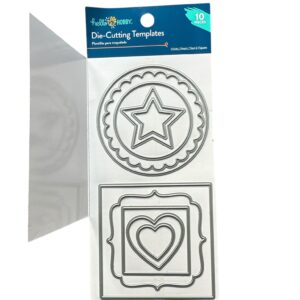 Set Șabloane de Tăiere pentru Hobby Creativ – 10 Piese, Forme Cerc, Stea, Inimă și Ramă