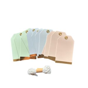 Set Etichete Cadou Pastel cu Șnur – 12 Bucăți, Accente Aurii, Pentru Ambalare Cadouri și Produse
