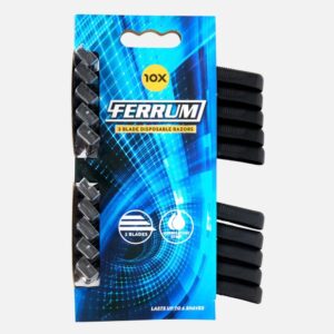 Aparate de Ras de Unică Folosință Ferrum – 3 Lame, Bandă Lubrifiantă, Set 10 Bucăți