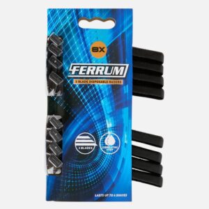 Aparate de Ras de Unică Folosință Ferrum – 3 Lame, Bandă Lubrifiantă, Set 8 Bucăți