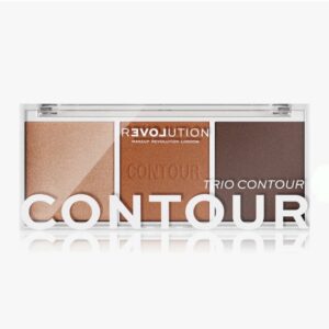 Paletă Conturare Ten Makeup Revolution Contour – Trio Bronzer, Iluminator & Contur, 3 Culori