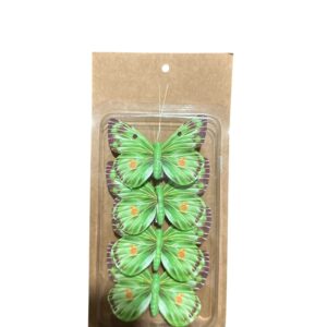 Set 4 Fluturi Decorativi 3D cu Clips, Verde, pentru Decor Interior, Evenimente sau Aranjamente