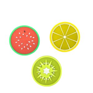 Set 3 Suporturi pentru Pahare cu Design Fructe – Pepene, Lămâie și Kiwi, Antiderapante