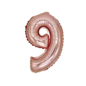 Balon Cifră 9 Toylino – 1 m, Roz Metalizat, Compatibil Heliu, Decor Petrecere