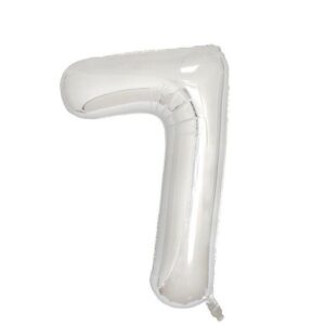 Balon Cifră 7 Toylino – 1 m, Argintiu Metalizat, Compatibil Heliu, Decor Petrecere