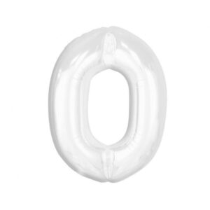 Balon Cifră 0 Toylino – 1 m, Argintiu Metalizat, Compatibil Heliu, Decor Petrecere