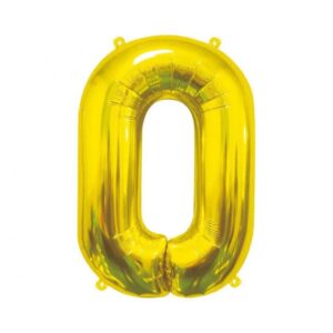 Balon Cifră 0 Toylino – 1 m, Auriu Metalizat, Compatibil Heliu, Decor Petrecere