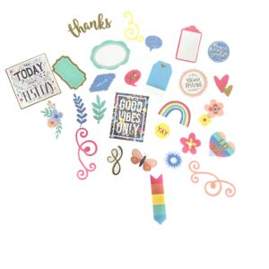Set 30 Forme Decorative Decupate Hello Hobby – Mesaje și Elemente Florale, Pentru Colaj și Decorațiuni