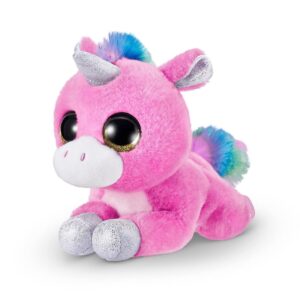 Jucărie de Pluș Unicorn Roz cu Coamă Multicoloră – Moale și Pufos, Ochi Mari Strălucitori, 15 cm