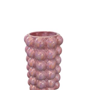 Vază Decorativă Roz Tip Bule „Bubbly” Cozy Creations – Ceramică, 24 cm, Efect Perlat