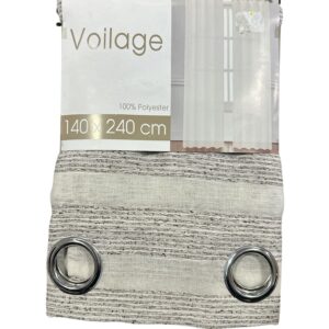 Perdea Voal Simplă 140x240 cm cu Inele Metalice – Poliester, Design Minimal pentru Living și Dormitor