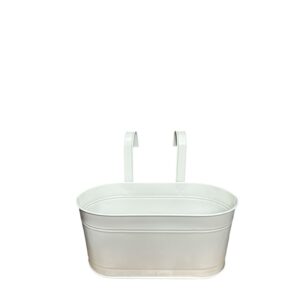 Ghiveci Metalic Suspendat Tip Jardiniere Alb – 33 cm, Pentru Balcon și Gard, Home Accents