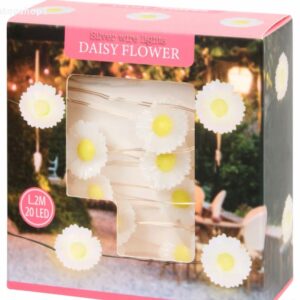 Instalație Luminoasă LED Floare Margareta – 20 LED, 1.2 m, Alimentare Baterii, Decor Interior/Exterior