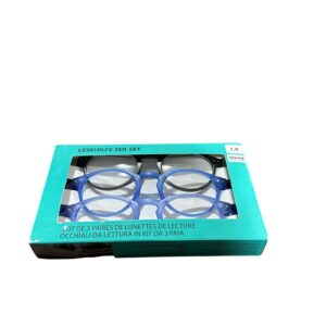 Set 3 Ochelari de Citit +1.0 Albastru – Modele Moderne, Ramă Ușoară, Utilizare Zilnică